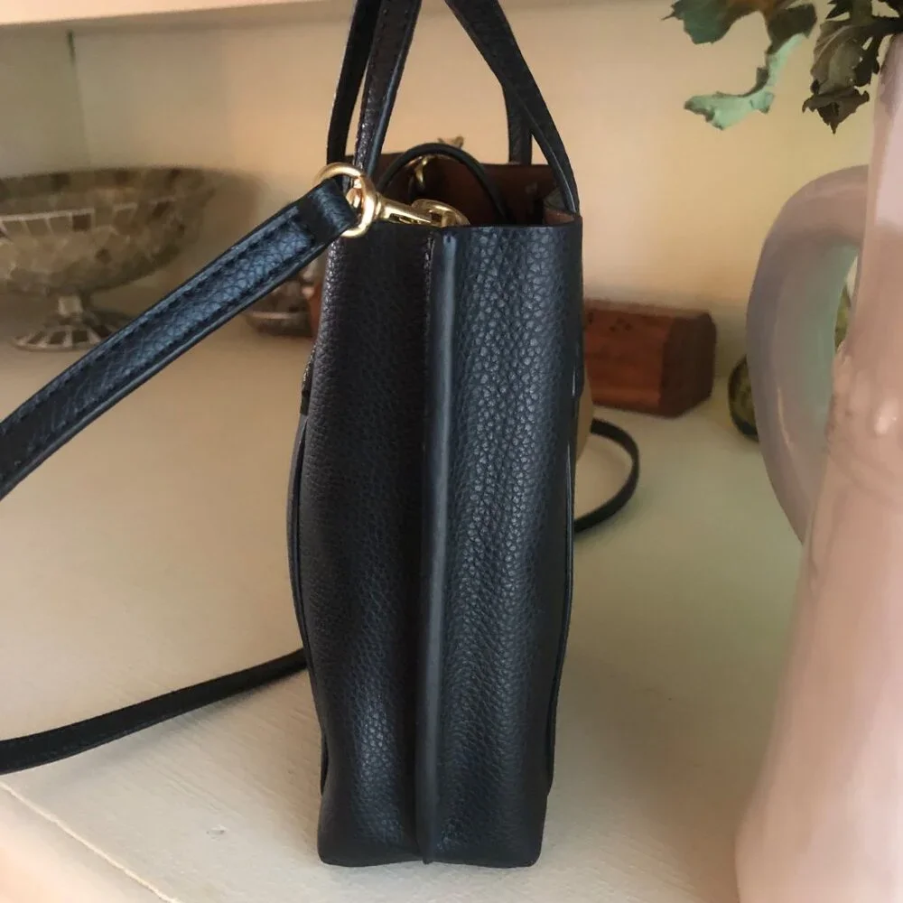 SOLD***TORY BURCH Mini Perry Tote Crossbody Bag Black - Picture 6 of 14